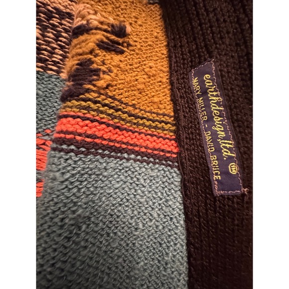 Vintage Earthdesign Cardigan Womens M Teal Unique Animal Hand Loomed Eclectic - Picture 3 of 13